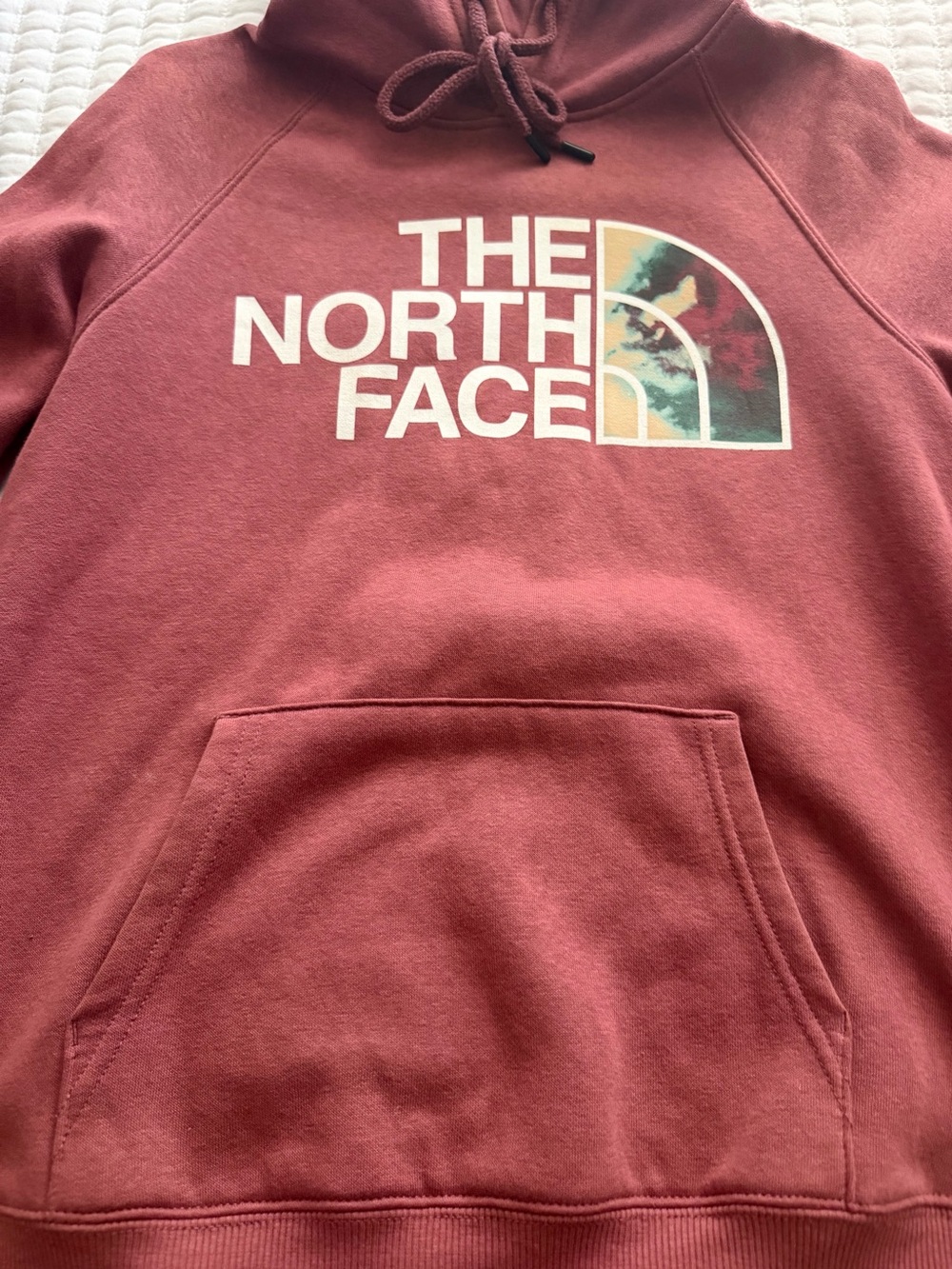 The North Face Women’s Logo Hoodie in Dusty Rose with Multicolor Logo